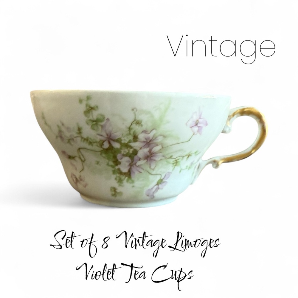 Limoges Violet and Gold Tea Cup